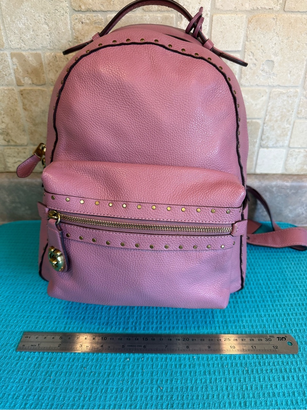 Coach Pink Pebbled Leather Mini Backpack with Gold Studs EXCELLENT CONDITION!